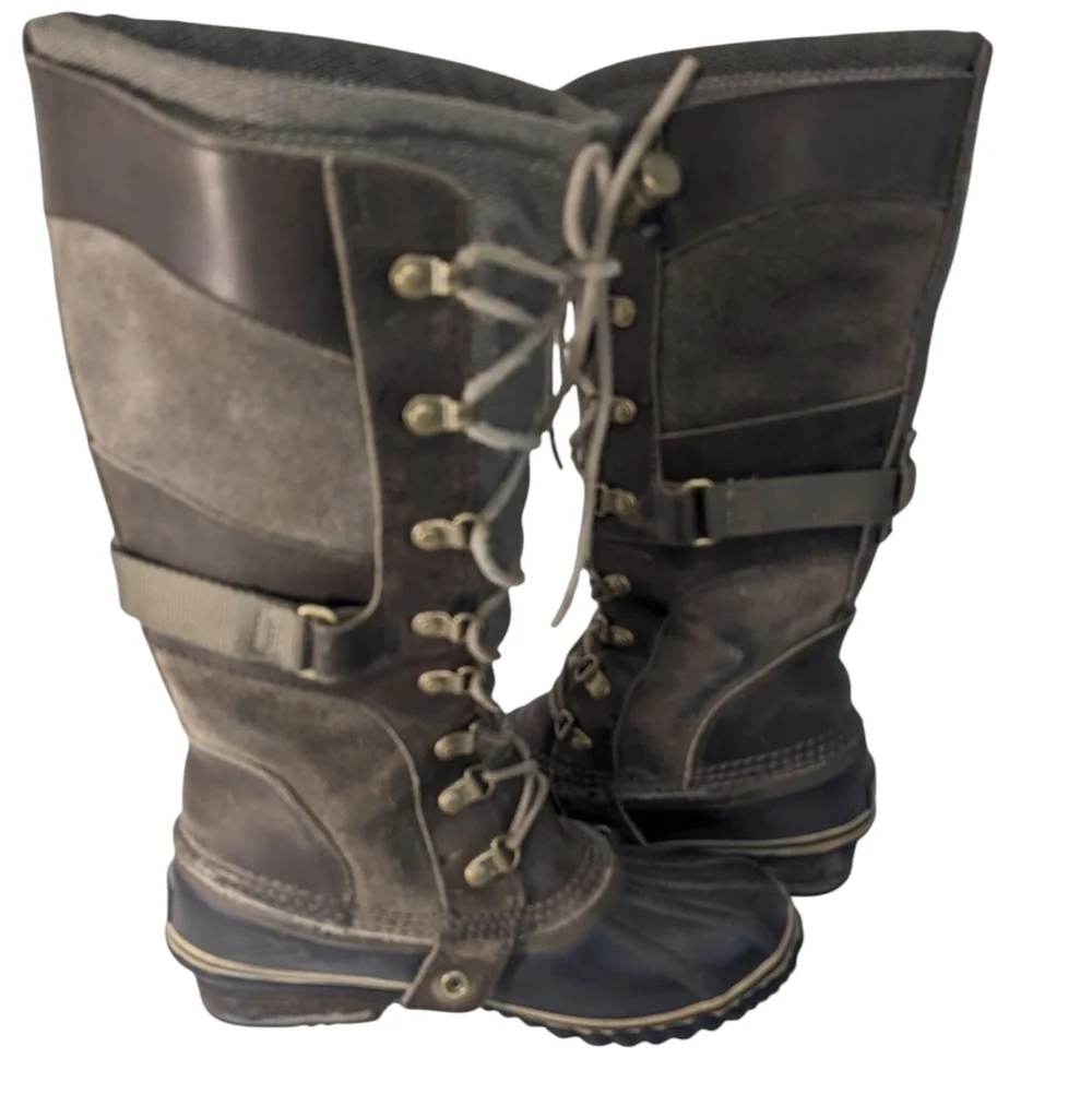 Sorel Carley Conquest boots brown with rubber soles and leather uppers Size 7 - Picture 5 of 8